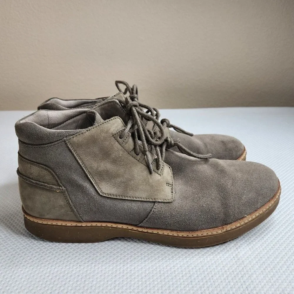 Ahnu Chukka Boots Broderick Mens 12 Lace Up Leather Brown Taupe Ankle Suede